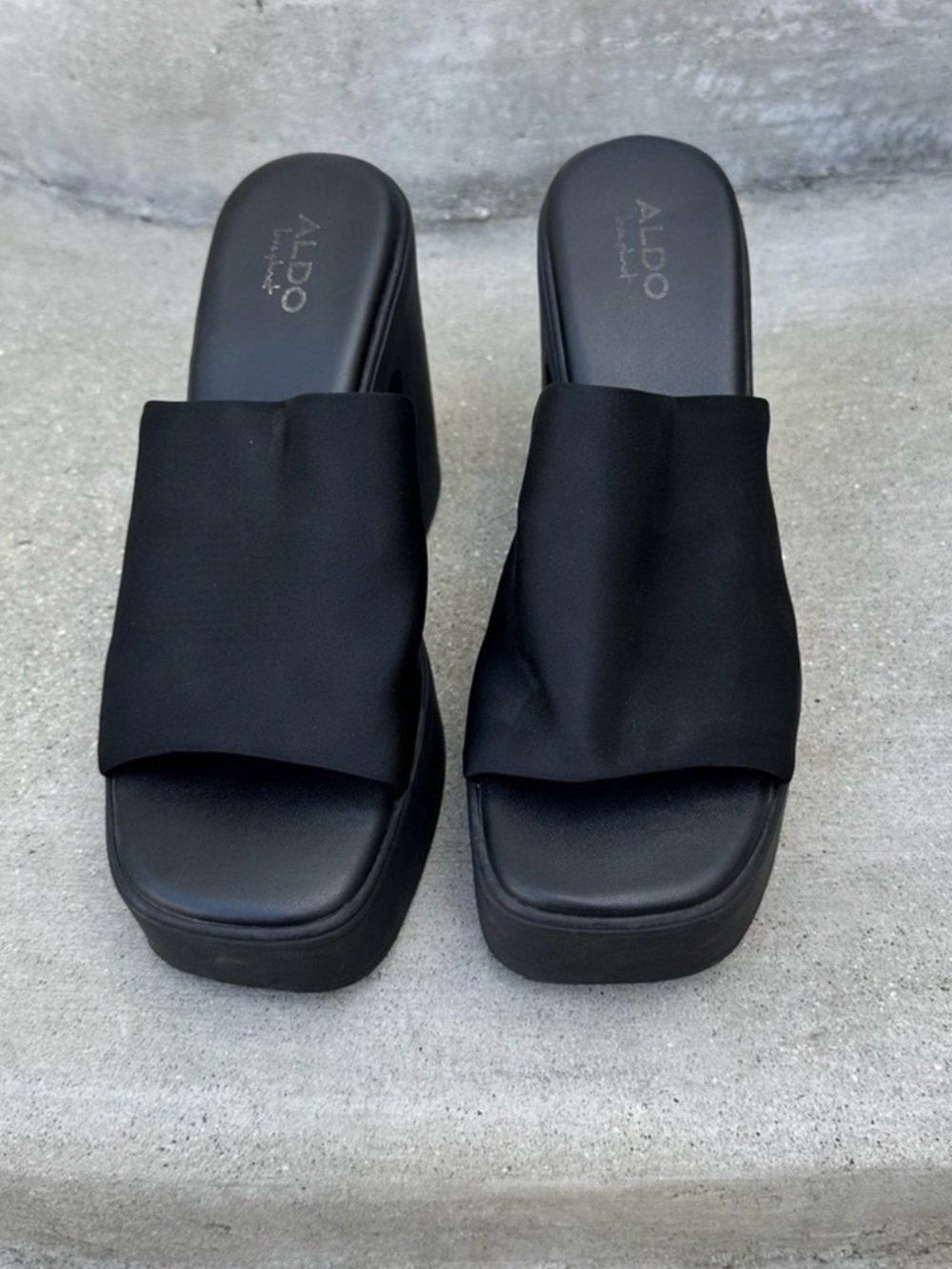 Aldo Black Platform Slide Heels